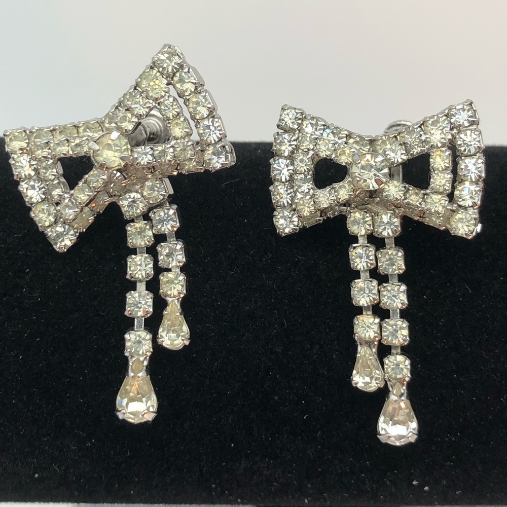 Vintage Crystal 3D Weiss Bow Earrings